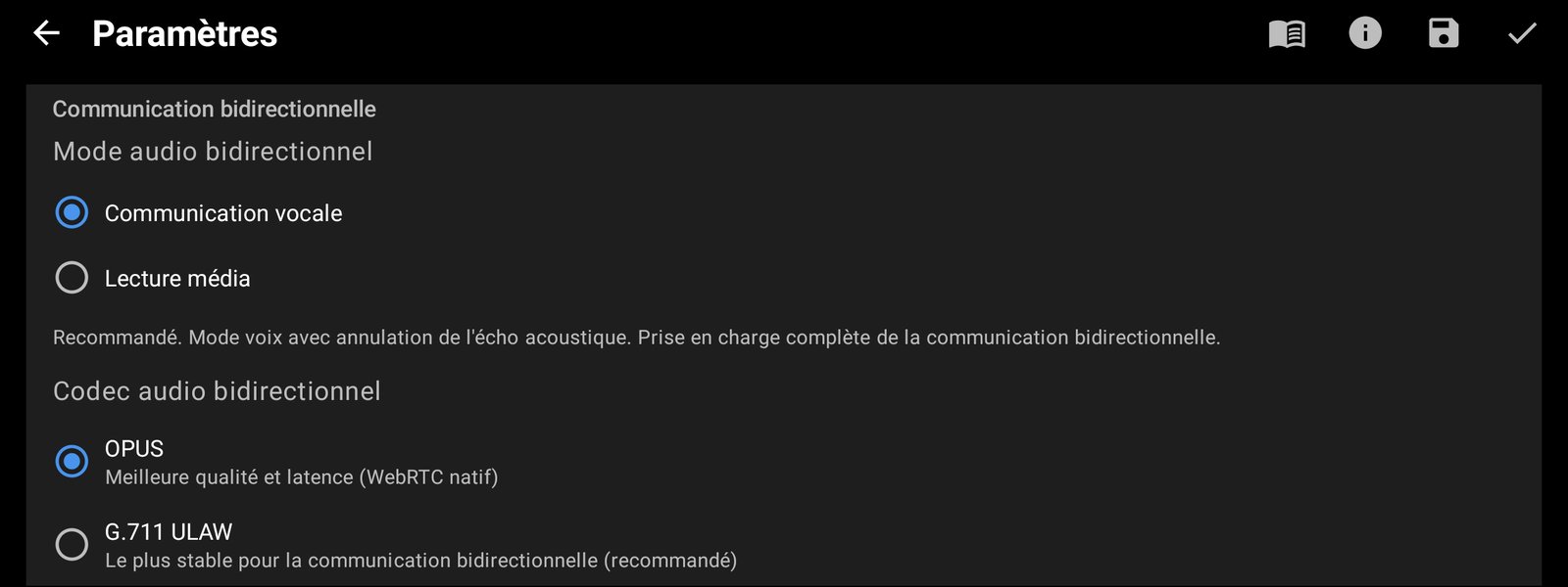 Codec audio et mode de communication bidirectionnelle