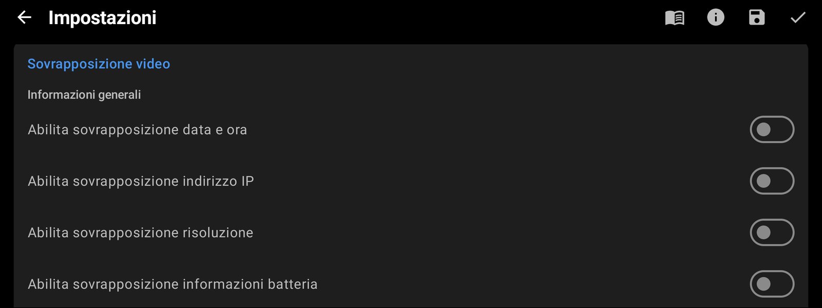 Opzioni di sovrapposizione video