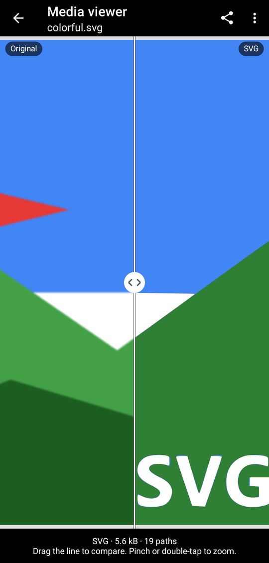 Zoomed in: the original is blurry, the SVG stays sharp