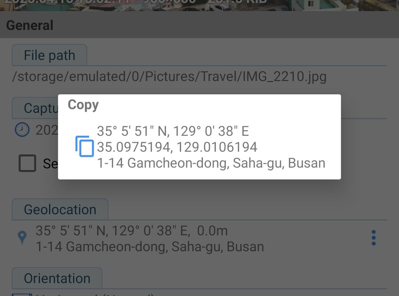 Copiando a localização de uma foto