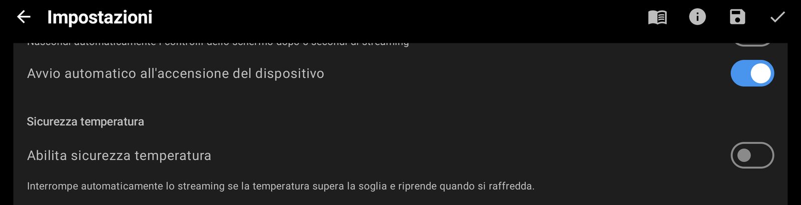 Avvio automatico all'accensione e sicurezza temperatura