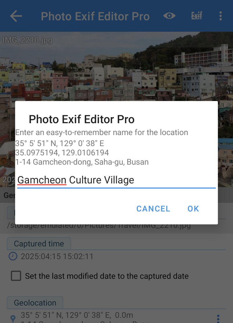 Dando nome a um local salvo
