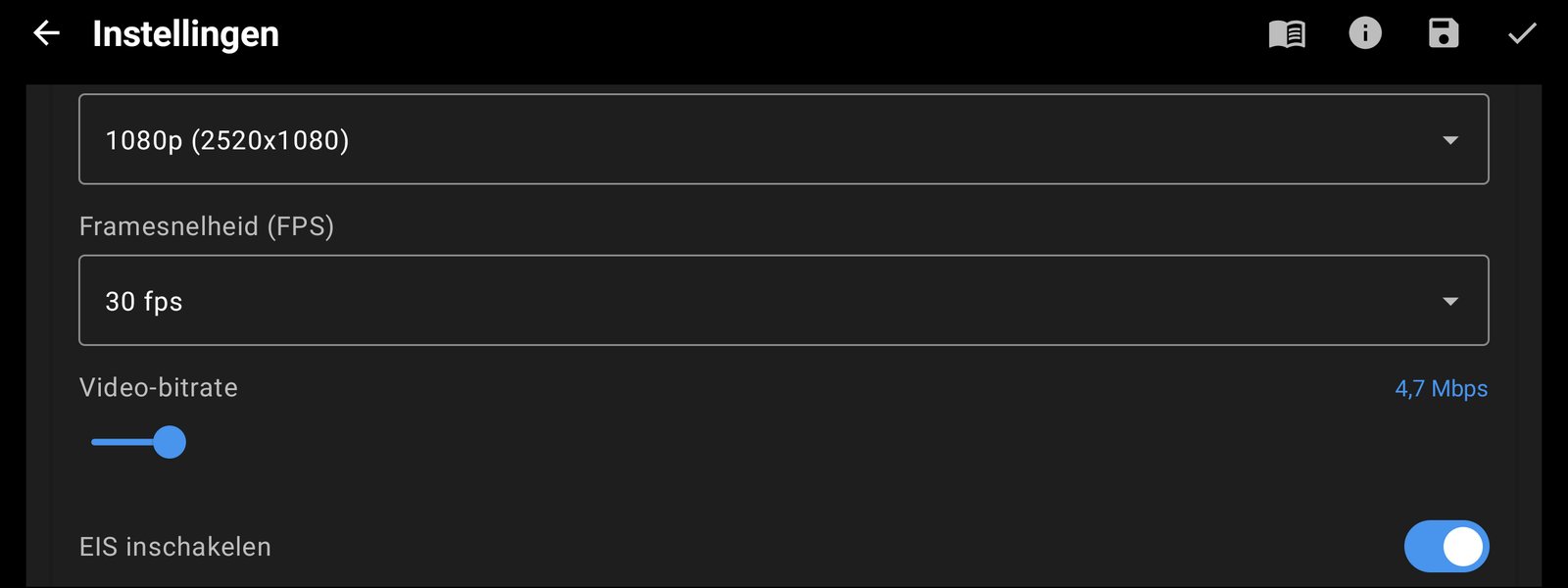 Resolutie, FPS en bitrate per camera