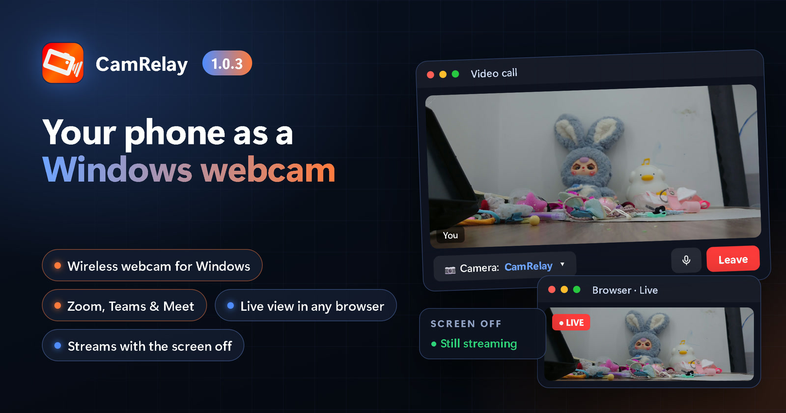 CamRelay 1.0.3: Ihr Handy als Webcam für Windows und Live-Bild im Browser