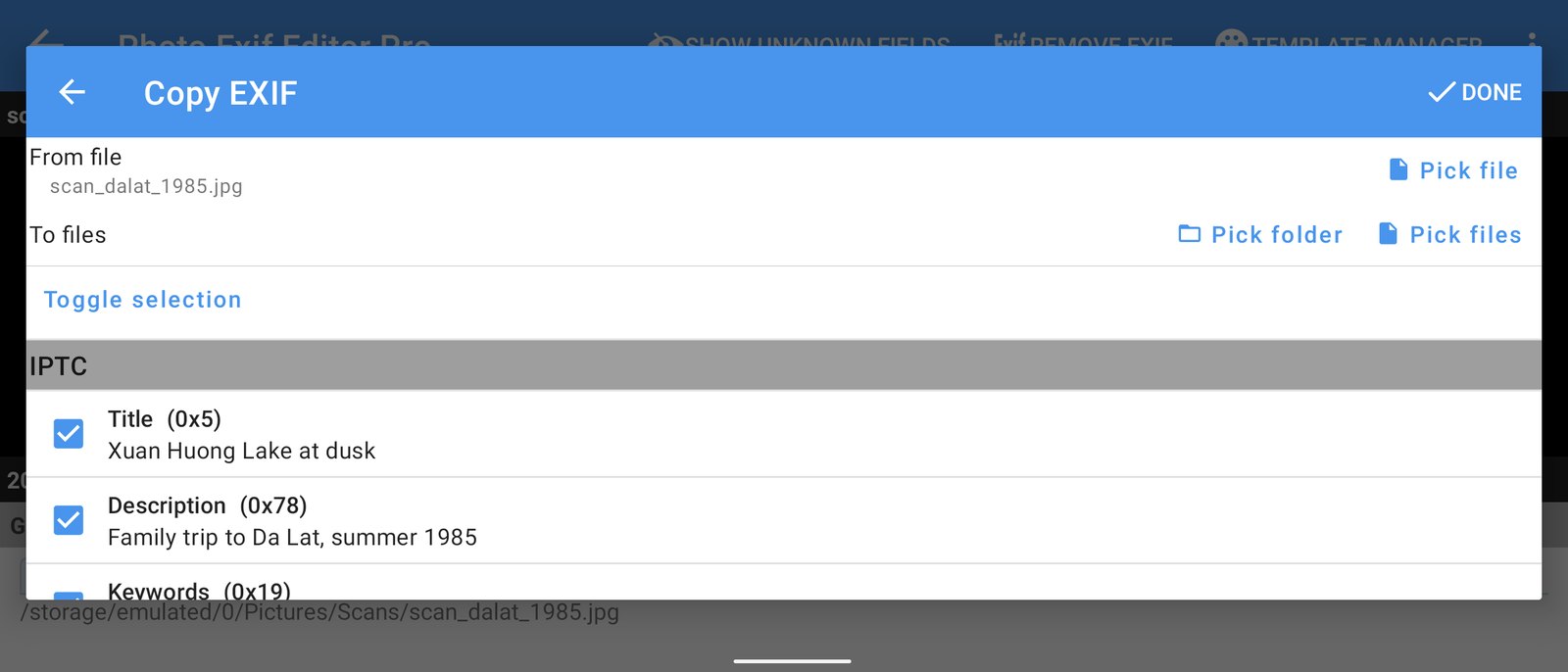 Copy EXIF with the new IPTC section