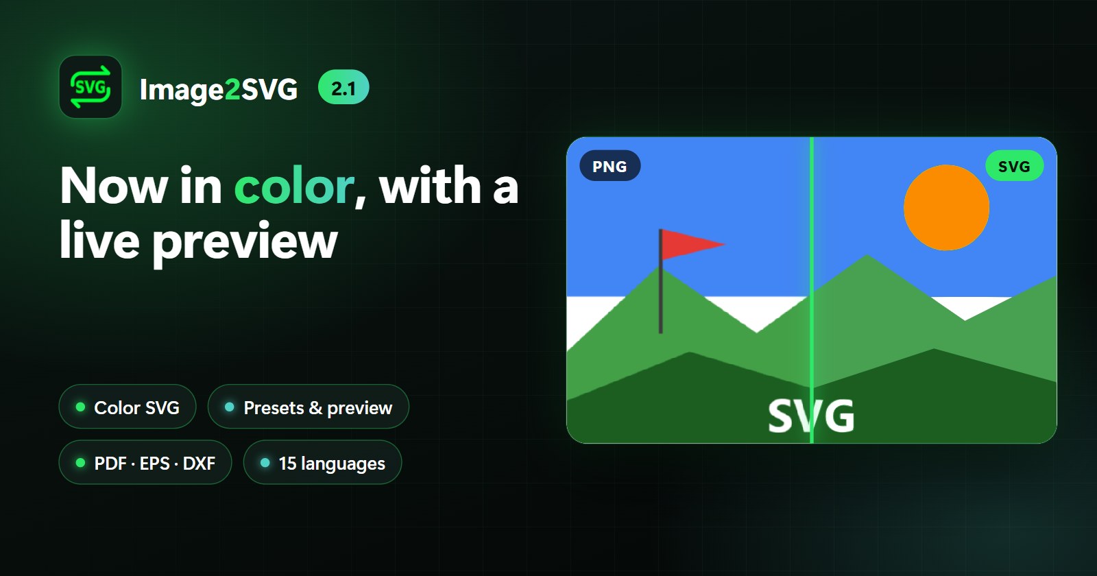 Image2SVG 2.1: Farbige SVGs, Live-Vorschau und vieles mehr