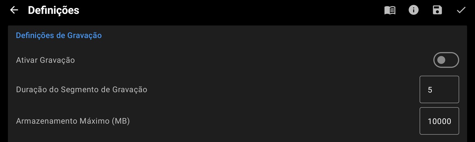 Gravação MP4 no telemóvel