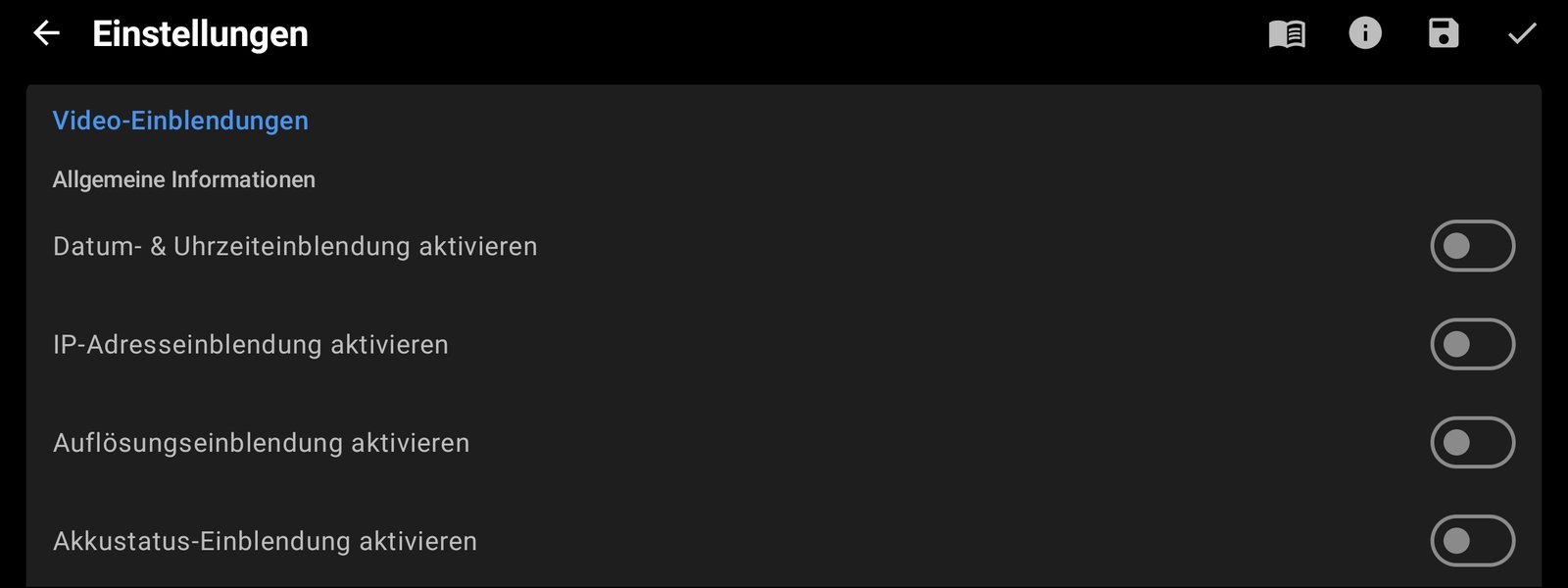 Optionen für Video-Einblendungen