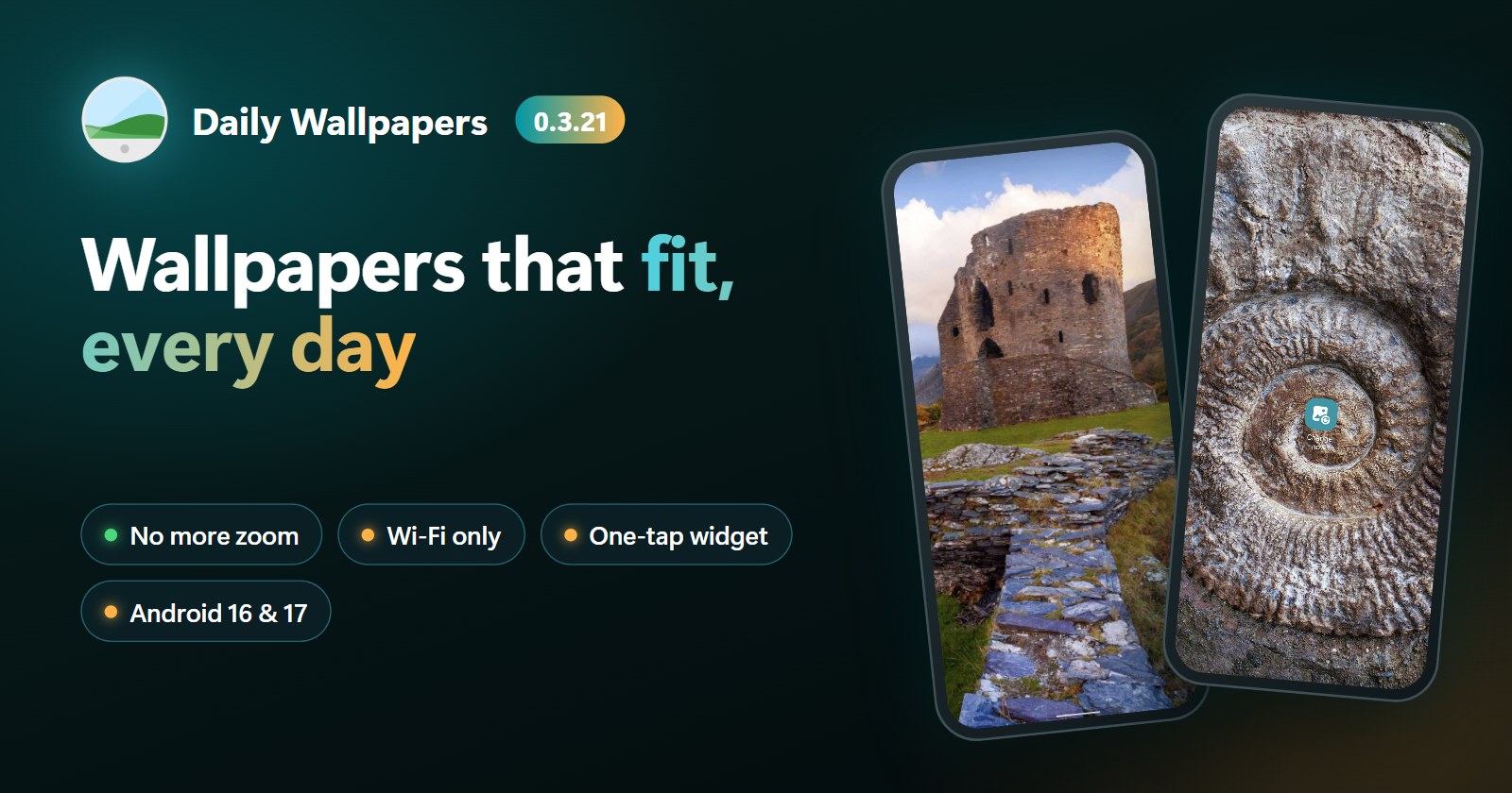 Daily Wallpapers 0.3.21: وداعًا للخلفيات المكبّرة، مع التنزيل عبر Wi-Fi فقط وأداة بلمسة واحدة