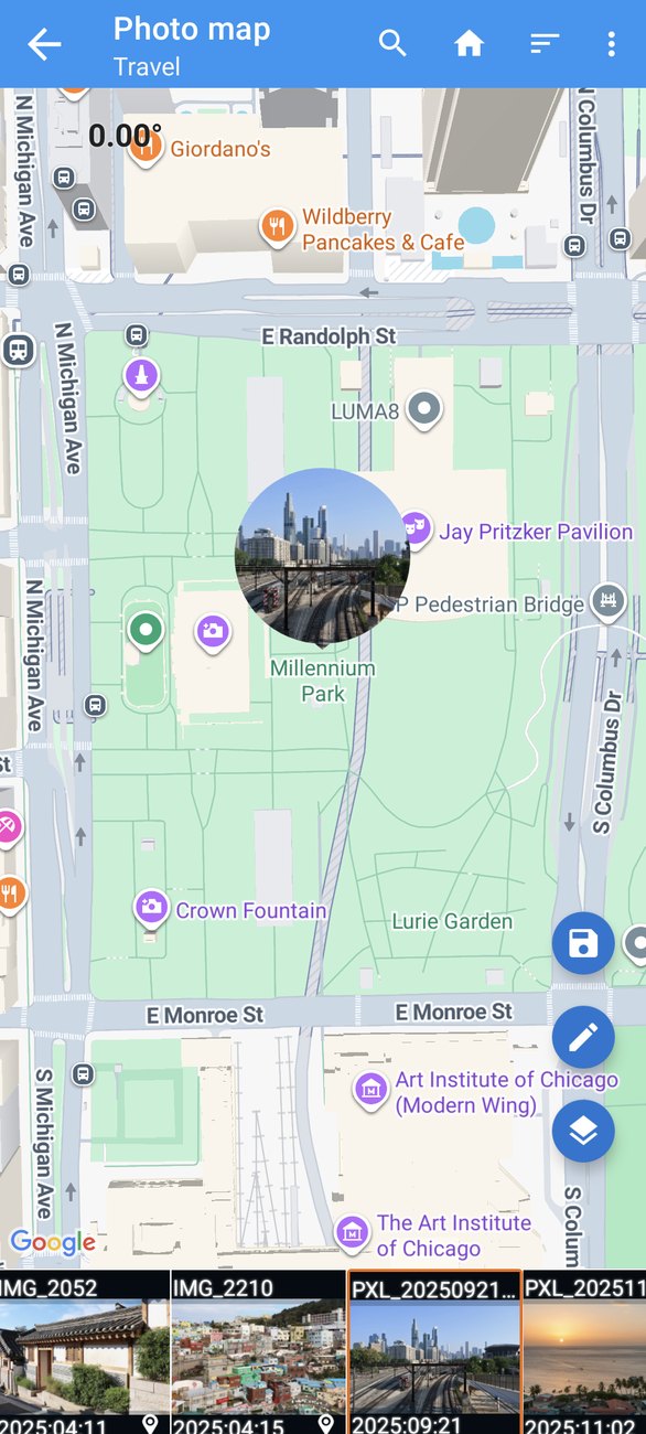 Posicionando uma foto do horizonte de Chicago no Millennium Park