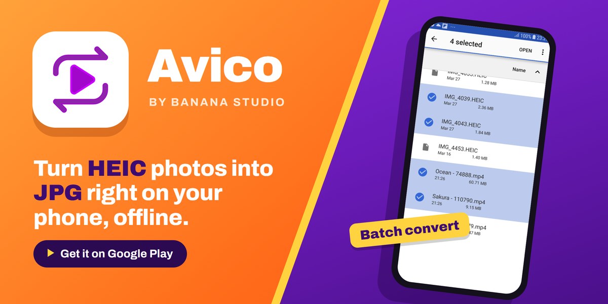 Avico: حوّل صور HEIC إلى JPG على هاتفك مباشرة ودون اتصال بالإنترنت