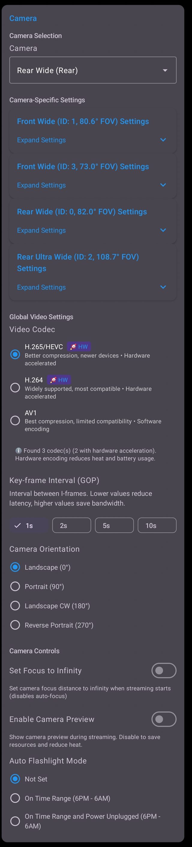 Camera selection
